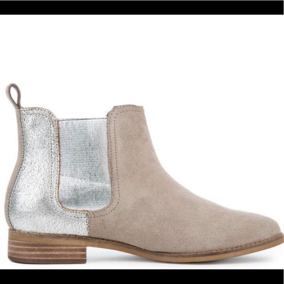 Toms Shoes - (Sold) TOMS Ella Desert Taupe Suede Metallic Boo